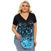 Plus Size Women's V Neck Short Sleeve T Shirt with Ruffle Detail Stretchy Soft Printed Blouse Casual Comfortable Tops XL to 5XL - 4 of 4