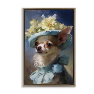Stupell Industries Dog with Fashionable Hat Floating Frame Canvas Art - 1 of 4