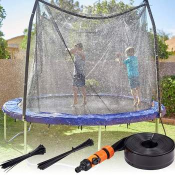Syncfun 39.4FT Trampoline Sprinkler for Kids, Outdoor Trampoline Backyard Water Park Sprinkler Fun Summer Outdoor Water Toys for Boys Girls