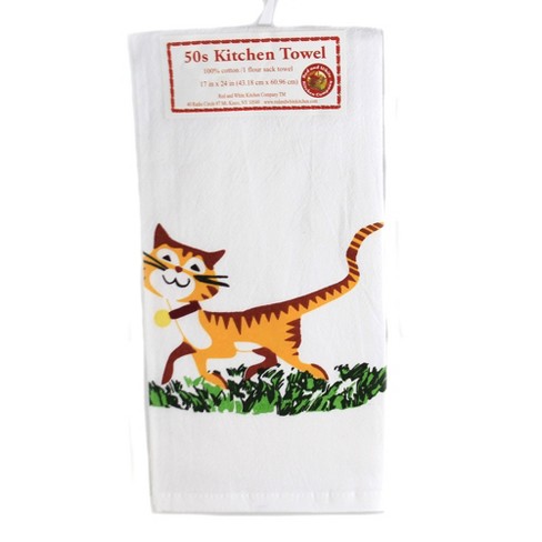 Orange Tabby Cat Flour Sack Kitchen Towel 