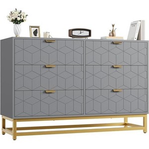 Dresser for Bedroom, 6 Drawer Dresser with Metal Legs, Wood Dressers Chest Organizer with Wide Storage, Living Room, Hallway - 1 of 4