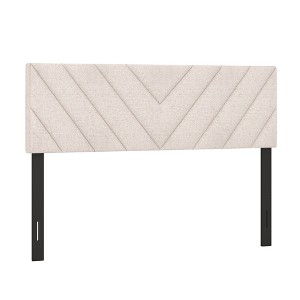 Tangkula Linen Fabric Upholstered Headboard Rectangular Headboard w/ Solid Wood Legs - 1 of 4