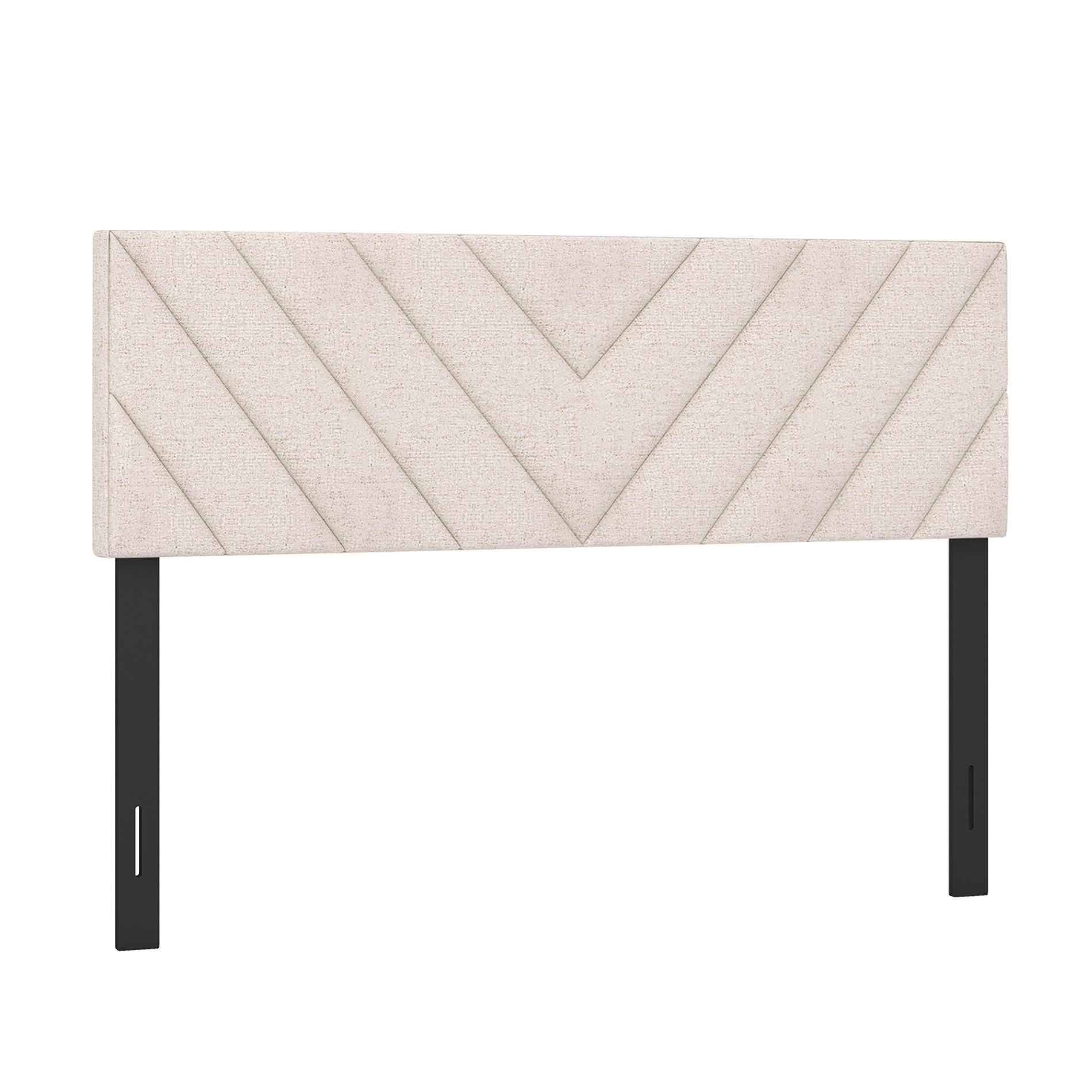 Costway Linen Fabric Upholstered Headboard Rectangular Headboard w/ Solid Wood Legs