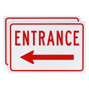 Unique Bargains Aluminum Reflective Rust Free Waterproof Left Arrow Entrance Sign 2 Pcs - 1 of 4