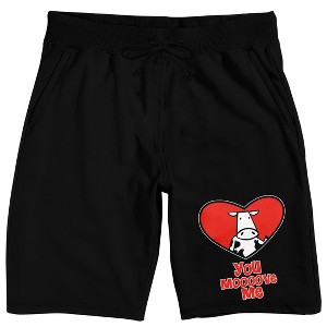 Valentine's Cow Heart Adult Black Sleep Pajama Shorts - 1 of 3