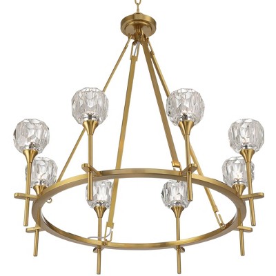 Soft Gold 32" Ring Chandelier with Clear Crystal Glass Shades