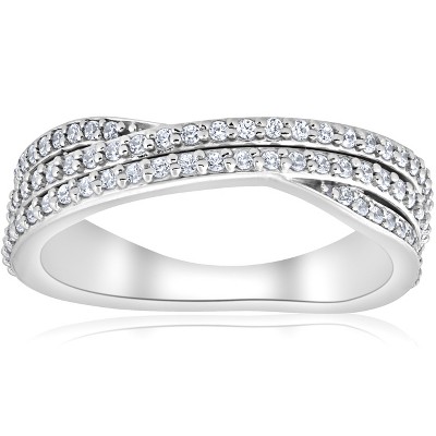 Pompeii3 3/4ct Diamond Multi Row Wide Right Hand Ring 10k White or Yellow Gold