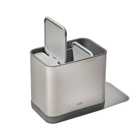 OXO Adjustable Stainless Steel Utensil Holder: Kitchen Utensil Caddy, Hand Wash, Silver, 7.3" Height, 7.9" Width