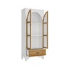 FUFU&GAGA Classic White Corner Cabinet with Intricate Carvings and Arched Glass Doors - 4 of 4