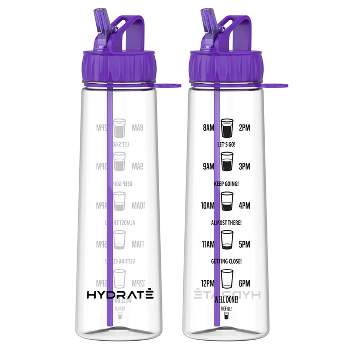 HYDRATE 900ml Water Bottle with Straw and Motivational Time Markings, Purple