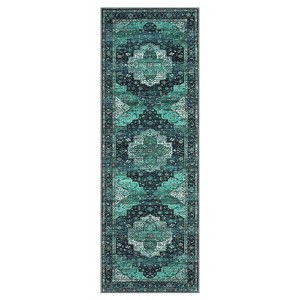 Vintage Washable Floral Medallion Large Rugs for Bedroom Living Room, Non Slip Retro Accent Floor Carpet for Home Office - 1 of 4