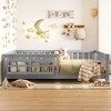Okak Twin/Full Size Platform Beds with Storage Bookshelf & Guardrails,Solid Wood Bed Frame for Kids,Teens,No Spring Box Needed - 3 of 4