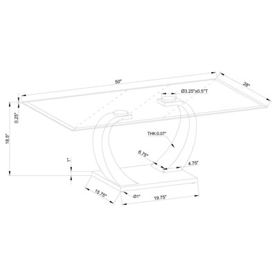 Pruitt Rectangular Glass Top Coffee Table with Satin Metal Base