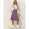 INSPIRE CHIC Women's Christmas Plaid Midi Tartan Pinafore Skirt - 4 of 4