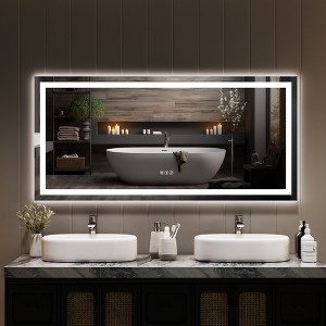 60x36 Inches Large Bathroom Mirror, FramelessVanity Mirror with Led Lights,Front Lit and Backlit,Wall-Mounted Mirror for Over Sink, Entryway, Bedroom - 1 of 4