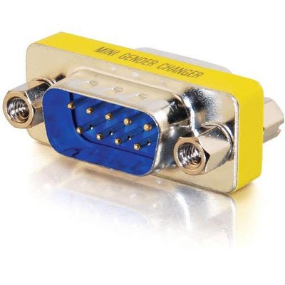 C2G DB9 M/M Mini Gender Changer (Coupler) - 1 x DB-9 Male Serial - 1 x DB-9 Male Serial - Silver, Yellow