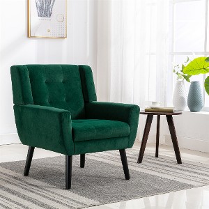 Lyngins Linen Blend Accent Chair, Upholstered Armchair with Curved Back, Modern Sofa Chair, Comfy Reading Chair for Living Room, Home Office - 1 of 4