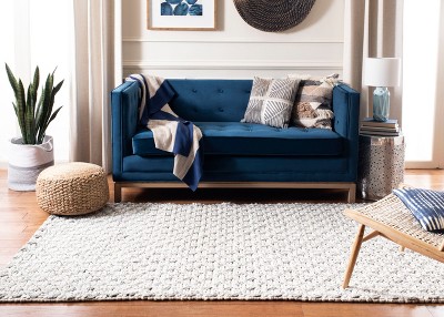 Ivory Mosaic Textured 59" Hand-Tufted Wool-Blend Area Rug