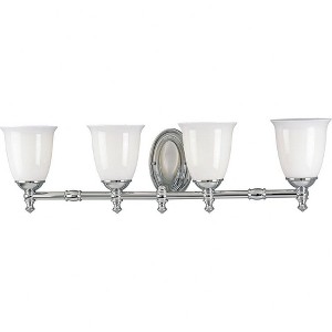 Progress Lighting, Victorian Collection, 4-Light Bath Fixture, Polished Chrome, Triplex Opal Glass Shade - 1 of 2