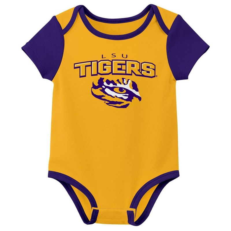 NCAA LSU Tigers Infant 3pk Bodysuit, 3 of 5