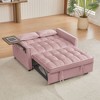 VASIP Pink Velvet Loveseat Sofa Bed - 3 of 4