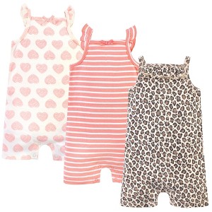 Touched by Nature Baby Girl Organic Cotton Rompers 3pk, Leopard - 1 of 4