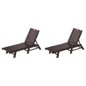 WestinTrends Poly Reclining Outdoor Patio Chaise Lounge Chair Adjustable (Set of 2) - 1 of 4