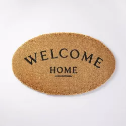 1'7"x2'8" 'Welcome' Home Round Coir Doormat Natural - Threshold™ designed with Studio McGee
