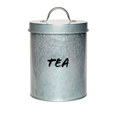 Amici Home Hyde Rustic Galvanized Coffee Metal Canister - Tea, 60 oz, Farmhouse Kitchen & Coffee Bar Decor