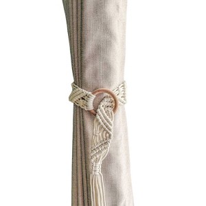 Tree City Bohemian Cotton Rope Curtain Tiebacks Natural Minimalist Home Decoration set of 4(2 pairs) - 1 of 3