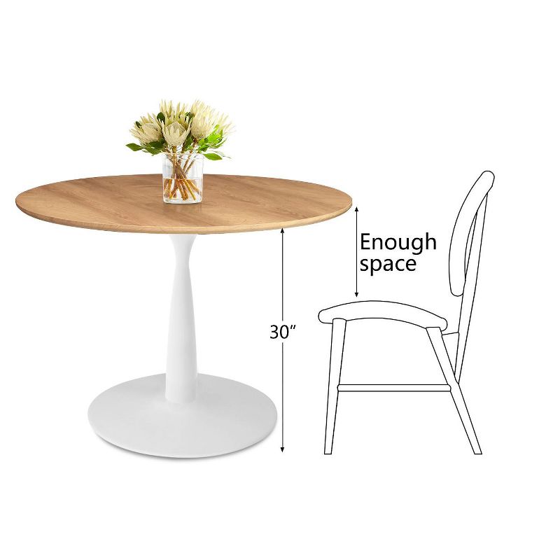 Harrison 35'' Wood Grain Finish Round Top With Metal Base Round Pedestal Dining Table-The Pop Maison, 6 of 9