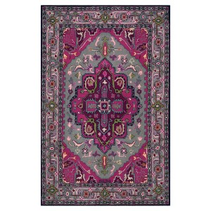 Gray/Pink Medallion Tufted Area Rug 4