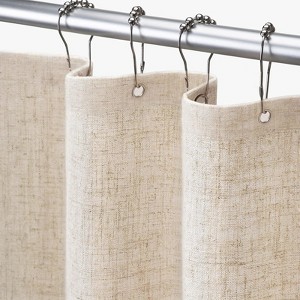 Aoibox Linen Shower Curtain in Beige, Boho Farmhouse Style Fabric Bathroom Decor, Cream Cloth Liner, Soft and Skin-Friendly - 1 of 4