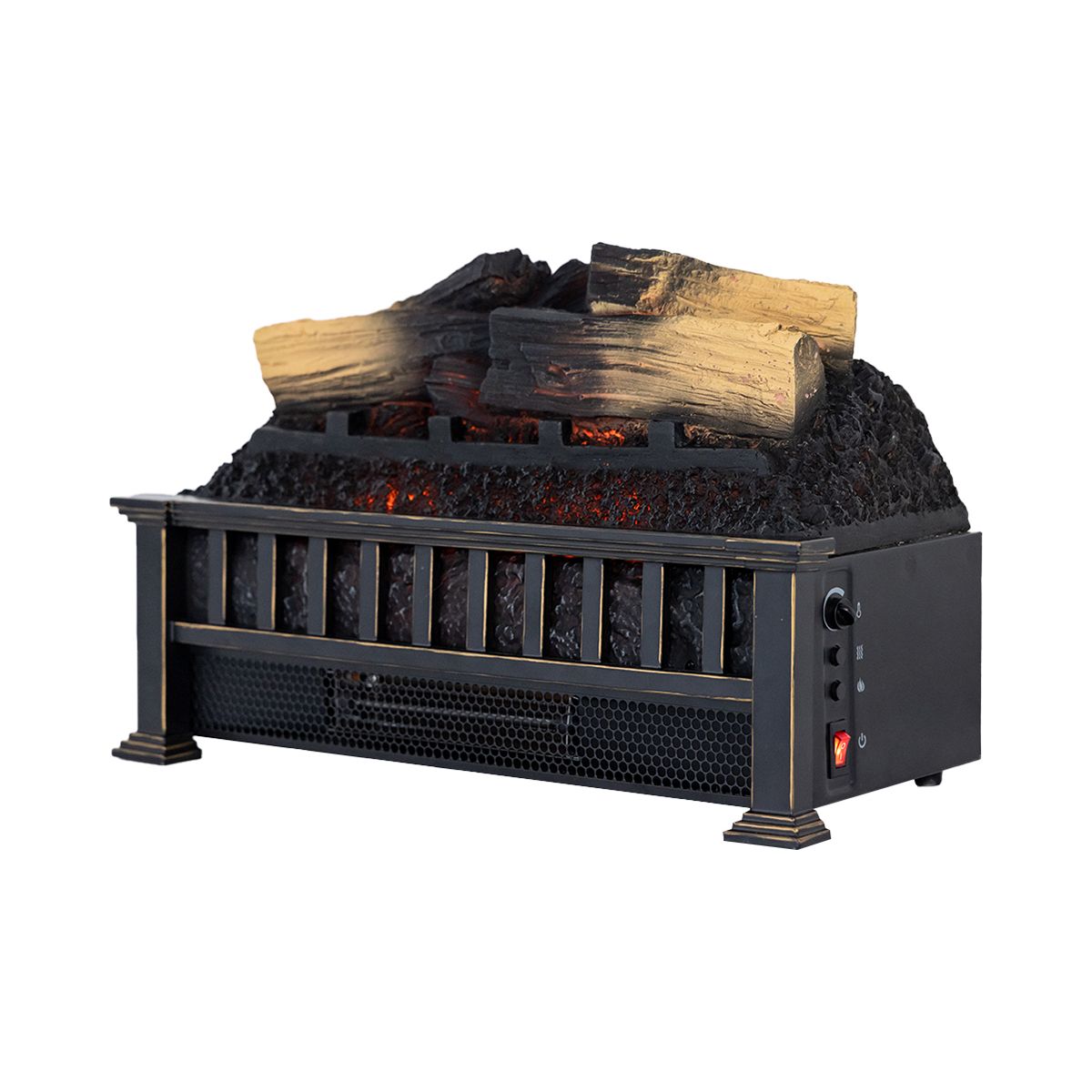 Country Living Electric Log Set | 1,000 Sq Ft Heater - Faux Logs Insert with Infrared Flames