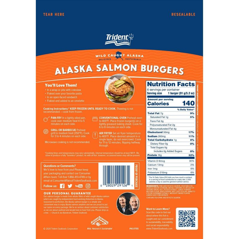 Trident Wild Caught Alaska Salmon Burgers - Frozen - 6pk/19.2oz, 4 of 6