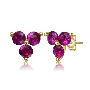 Guili 14K Gold Plated Cubic Zirconia Stud Earrings with Classic Elegance, Available in Green and Red, Perfect for Jewelry Enthusiasts and Any Occasion - 1 of 3