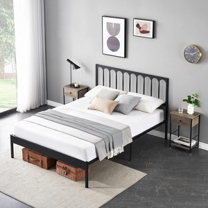 14 Inch Queen Bed Frame, Metal Platform Bed Frame with Headboard, No Box Spring Needed, Noise-Free, Non-Slip, Black - 1 of 4