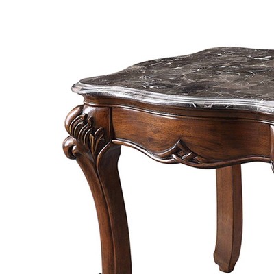 Miyeon Cherry Wood End Table with Marble Top