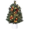 GAOMON 2 Ft Mini Pre-Lit Christmas Tree with Warm White Lights, Red Berries & Pine Cones - Small Tabletop Decor for Apartments - 2 of 4