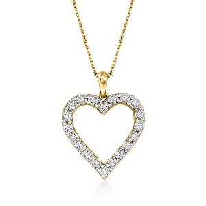 Ross-Simons 0.30 ct. t.w. Diamond Heart Pendant Necklace in 18kt Gold Over Sterling - 1 of 4