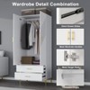 TIRAMISUBEST White Wardrobe - 2-Door Armoire with Drawers & Hanging Rod, 31.5"W x 76.77"H (Right Opening) - 4 of 4