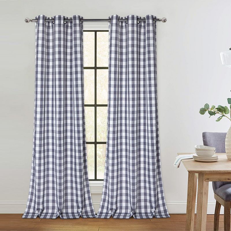 Buffalo Check Textured Grommet Window Curtains, 1 of 7