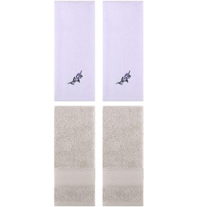 REGALWOVEN 4 Pcs Bathroom Decorative Cotton Soft Absorbent Sold Striped Hand Towel - 1 of 4