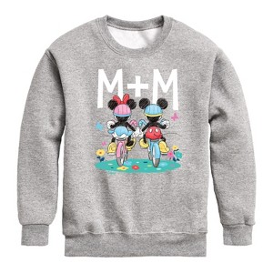 Boys' - Disney - Mickey and Minnie's Bike Ride Graphic Long Sleeve Fleece Sweatshirt - 1 of 4