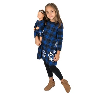 Matching Girl and Doll Cotton Dress Black & Red Plaid – Leveret