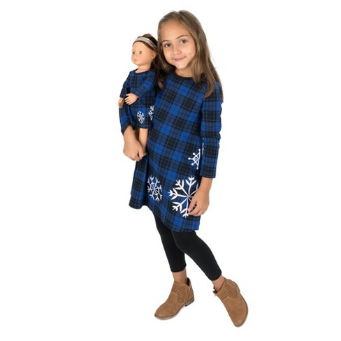 Leveret Girls And Doll Cotton Dress Plaid Snowflake 12 Year Target