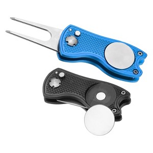 Unique Bargains Foldable Metal Magnetic Ball Marker Golf Divot Repair Tool 2 Pcs - 1 of 4