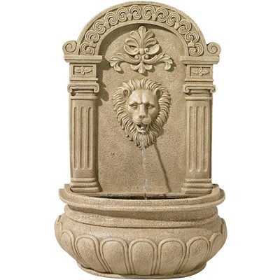 John Timberland Roman Outdoor Wall Water Fountain 31" High Regal Lion Face for Yard Garden Patio Deck Home Entryway