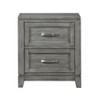 Gulches Collection Gray Nightstand 2 Dovetail Drawers, Stain Nickel Pulls, Okume Veneer, 24"x15.5"x27.5"H - 4 of 4