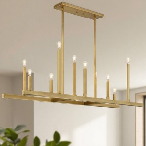 LamQee Gold Chandelier 10 -Light Brushed Gold Farmhouse For Use in Bedrooms, Dining Rooms, Foyers, Kitchens, Living Rooms Chandelier - 1 of 4